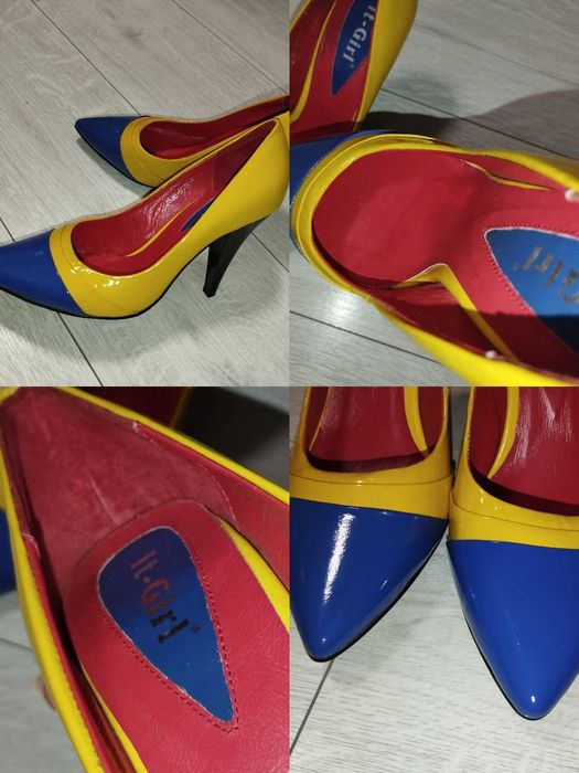 Туфлі човники в жовто-блакитному кольорі