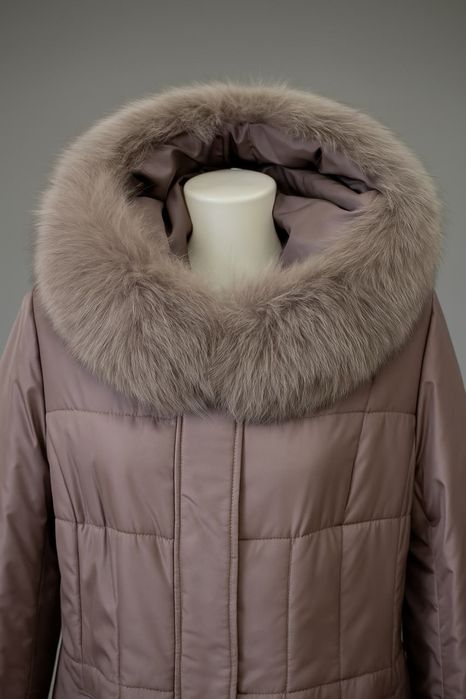 Жіночий пуховик із натуральним хутром, розмір М