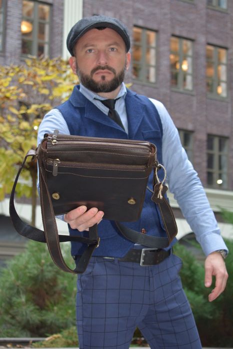 Сумка шкіряна кожаная подарунок хлопцю чоловіку подарок мужчине парню