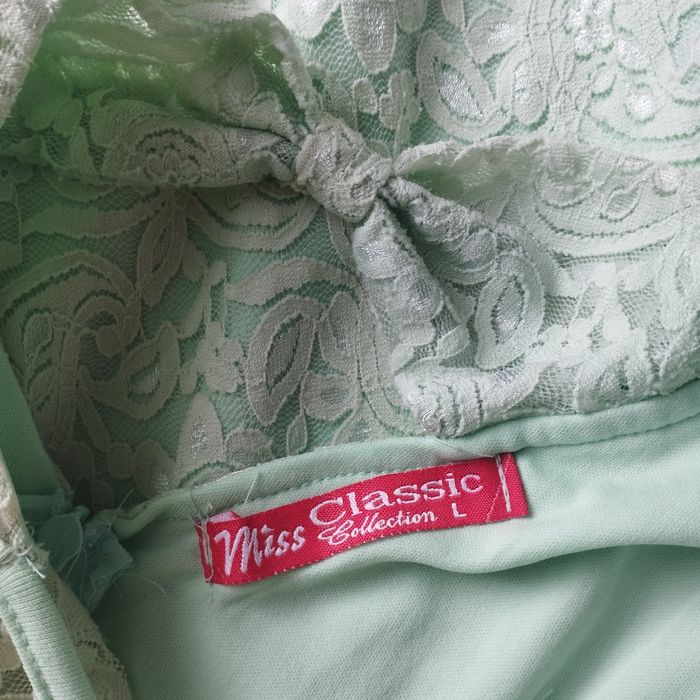 Sukienka damska rozmiar L miss classic collection koronkowa miętowa