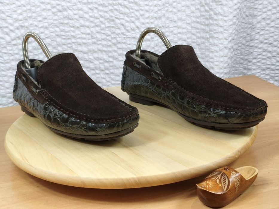 Mokasyny Lordsy ocieplane wełną r.41 Gold Brothers męskie skórzane Made in Italy