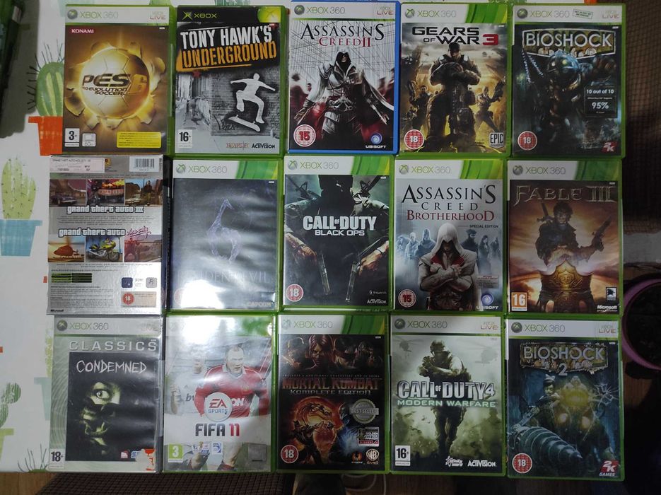 Jogos desde 1€ + Xbox 360 + disco 120gb e 20gb + comandos + kinect.