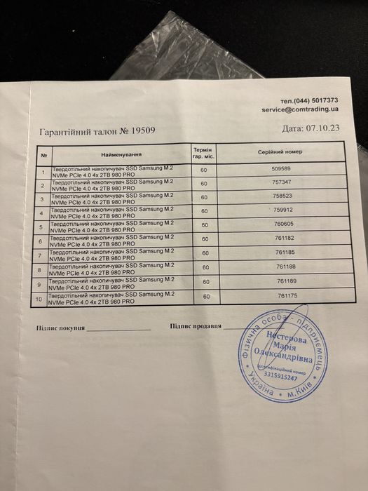 SSD Samsung 980 PRO PCI-E4.0 M2 NVMe, 2 TB - гарантія.