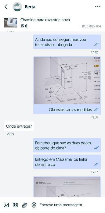 Chamine para exaustor, nova