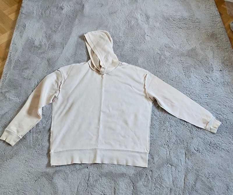 Bluza z kapturem Zara beżowa kremowa bawełna