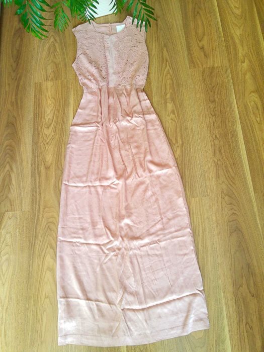 Koktajlowa suknia L z koronką wesele dla świadkowej elegancka maxi