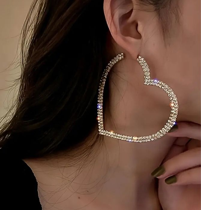 Сережки серця зі стразами