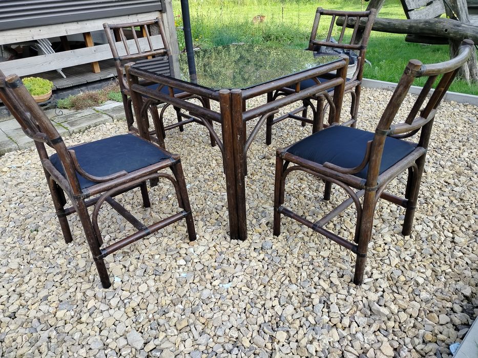 Zestaw mebli ogrodowych stół krzesła bambus rattan