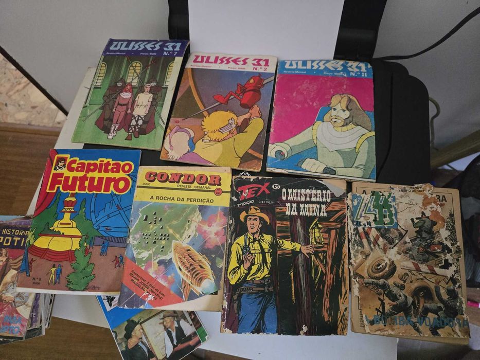 Lote de Revistas BD Antigas e Livros de Bolso Vintage (O Falcão, Tex, Ulisses 31)