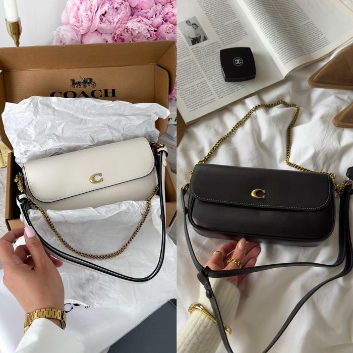 Сумка Coach Brook Flap Chain біла, чорна