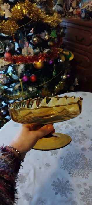 Patera szklana miodowa