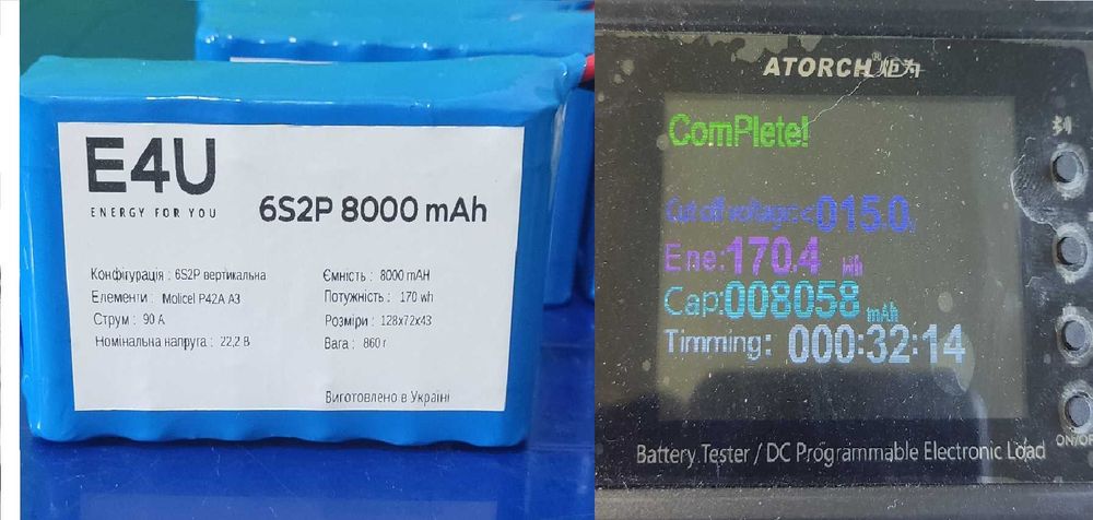 акумулятор Li-ion 6S2P Molicel 8000 mAh 90 A