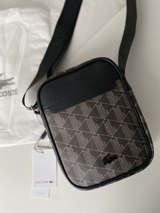 Сумка Lacoste Monogram / сумка чоловіча чорна / сумка Лакосте