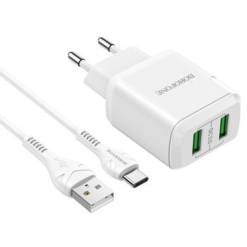 Ładowarka sieciowa DBN6 - 2xUSB - QC 3.0 18W 3A z kablem USB typ C