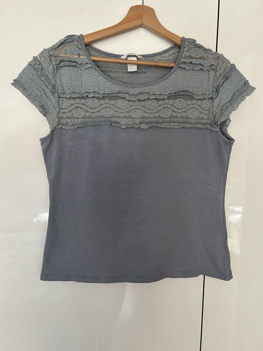 T-Shirt z koronką H&M Rozmiar L