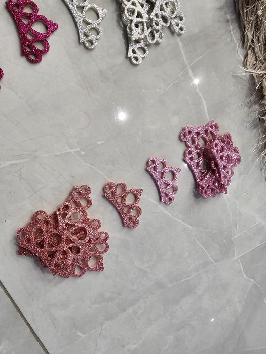 Półfabrykanty do rekodziela handmade aplikacje korony brokat nowe