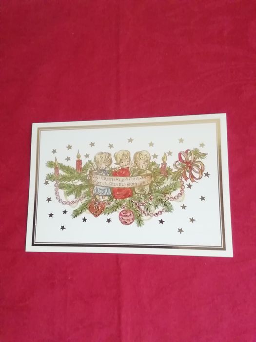 Postal de natal, pintado com a boca