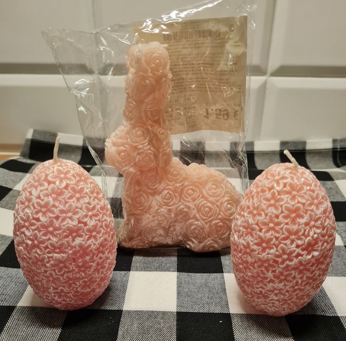 Świece Wielkanoc pisanki zając róż Home You Kik 3 szt. NOWE