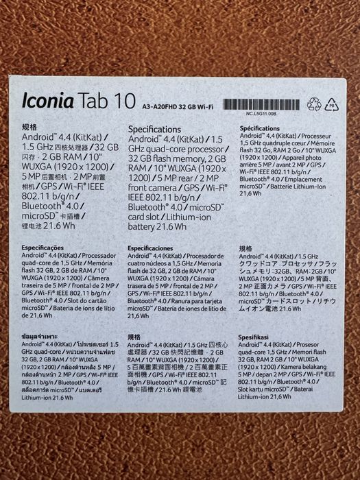 Tablet Iconia Tab10 32Gb branco