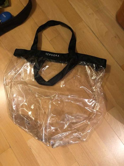 saco mala sephora transparente e preto