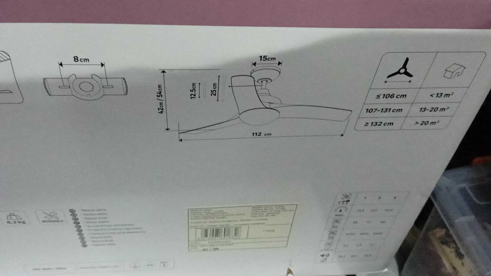 Ventoínha de teto LED 3 lâminas Inspire Aruba 112 cm E27