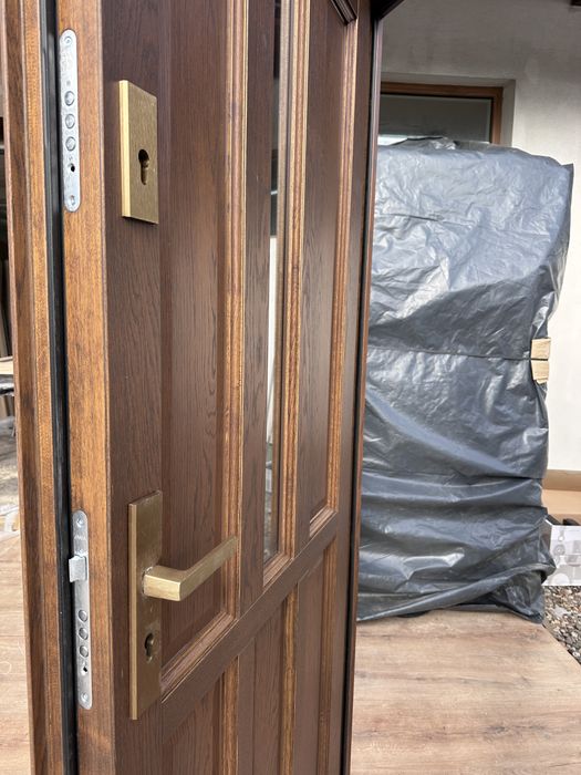 Drzwi wejściowe zewnętrzne drewniane dwuskrzydłowe dębowe cała Polska