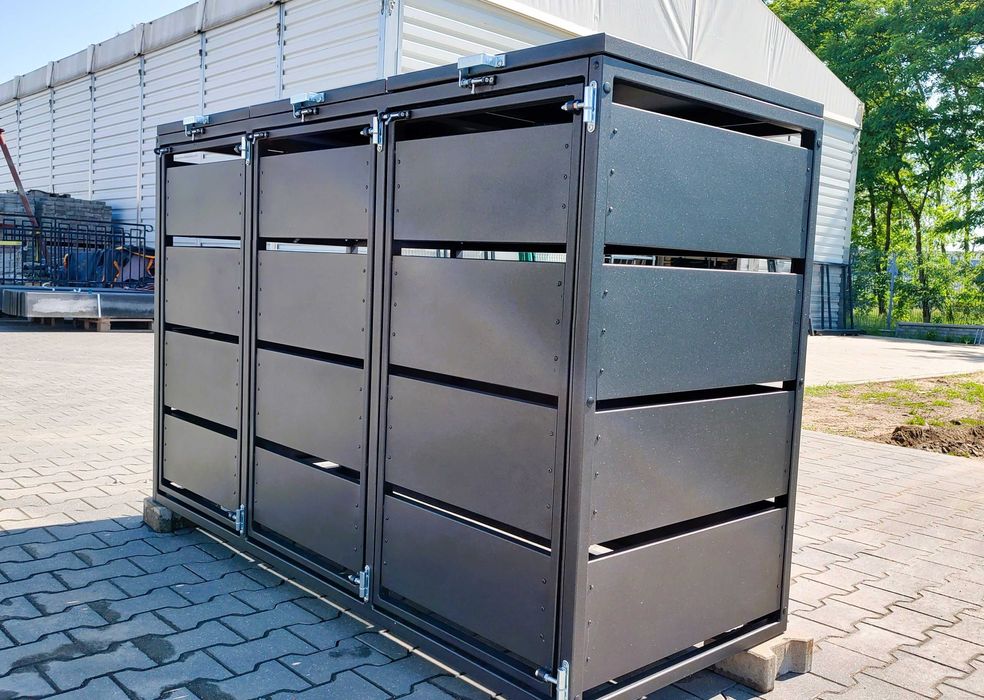 Nowoczesna Zabudowa koszy na śmieci stalowa premium