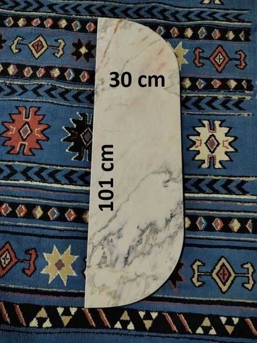 Mármore branca polida arestada com dois cantos redondos  (101x30x2 cm)