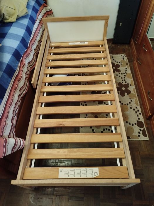 Estrutura cama c/estrado ripas em faia, 70x160 cm + colchão