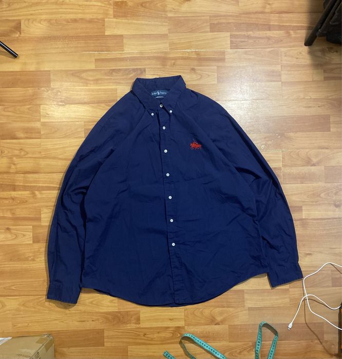(XXL) POLO RALPH LAUREN рубашка синяя синя сорочка хлопковая хлопок