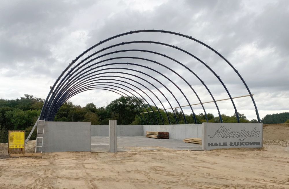 Hala Łukowa na bale stalowa 9,30x30m wiata hangar garaż konstrukcja