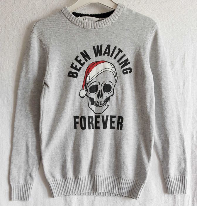 Сірий светр на хлопчика дитячий світер рок стиль череп скелет 146-152