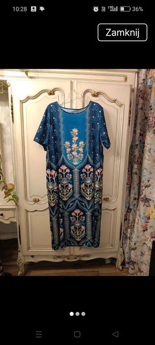 Długa sukienka etno, Boho, wzory, rozmiar XXL