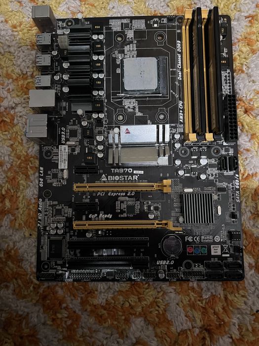 Комплект  Biostar TA970 +ddr3 8gb, 2 процессора amd 8300 fx