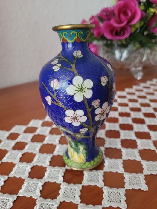 Wazonik Cloisonne mosiądz emalia