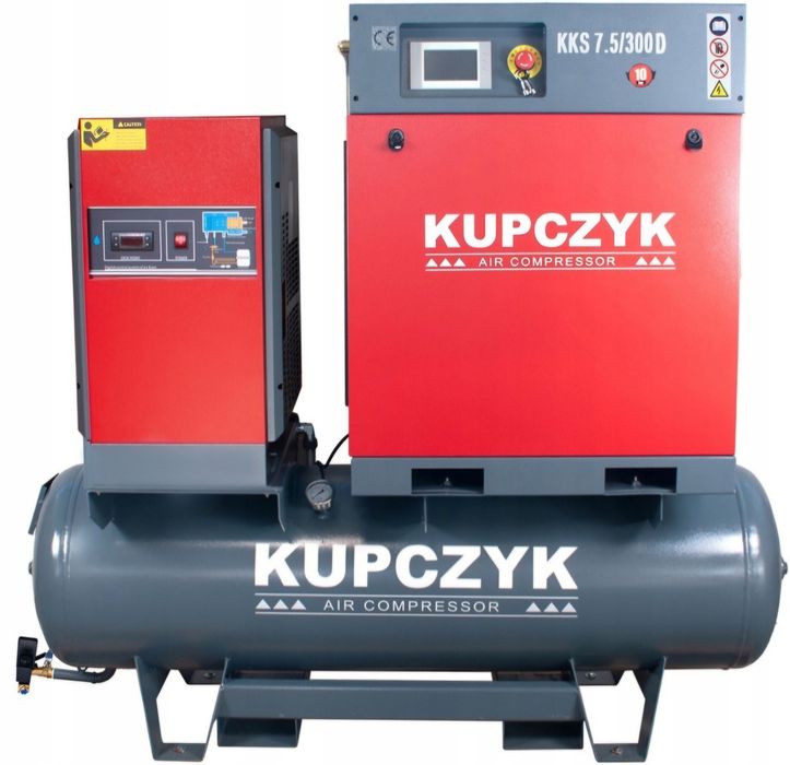 Kompresor śrubowy 300l. 800l/min. Z osuszaczem . PL menu.  UDT. gwar.