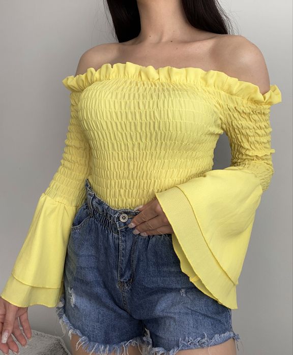 Cameo Rose żółta bluzka typu hiszpanka