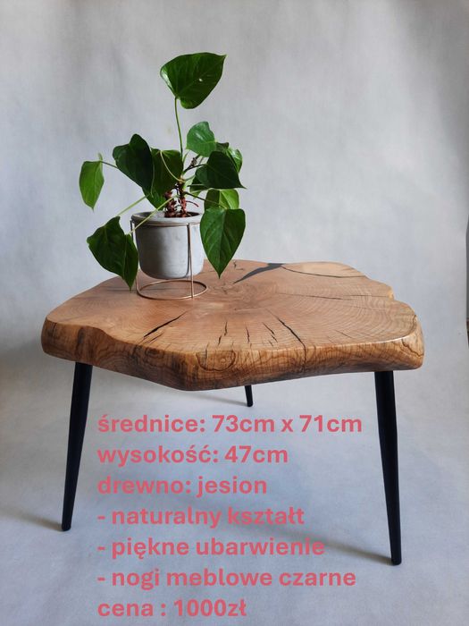 Stolik kawowy plaster drewna loft industrial od ręki