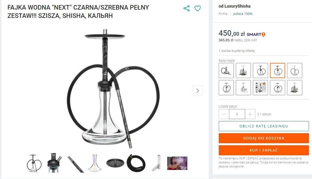Fajka wodna "NEXT" CZARNA