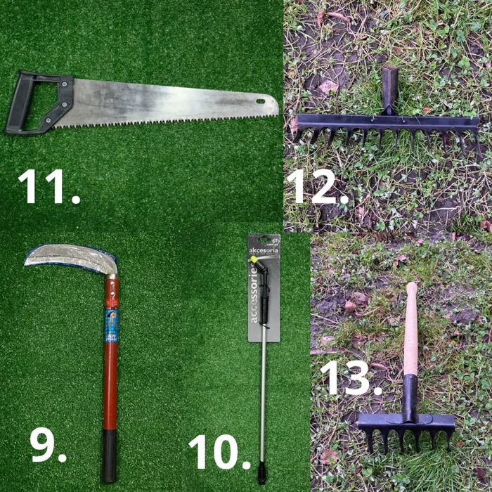 Лопата штикова, Граблі, Вила