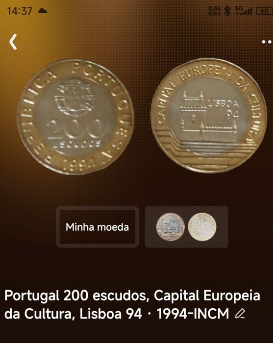 Moedas antigas Portugal