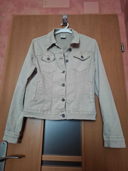 Bluza beżowa dżinsowa Denim jak nowa kurtka z kieszeniami rozmiar L