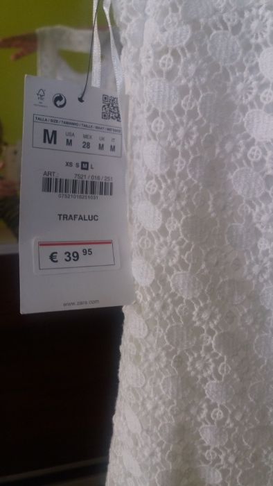 Sukienka Biala NOWA wesele slub chrzciny koronka Zara trafaluc M