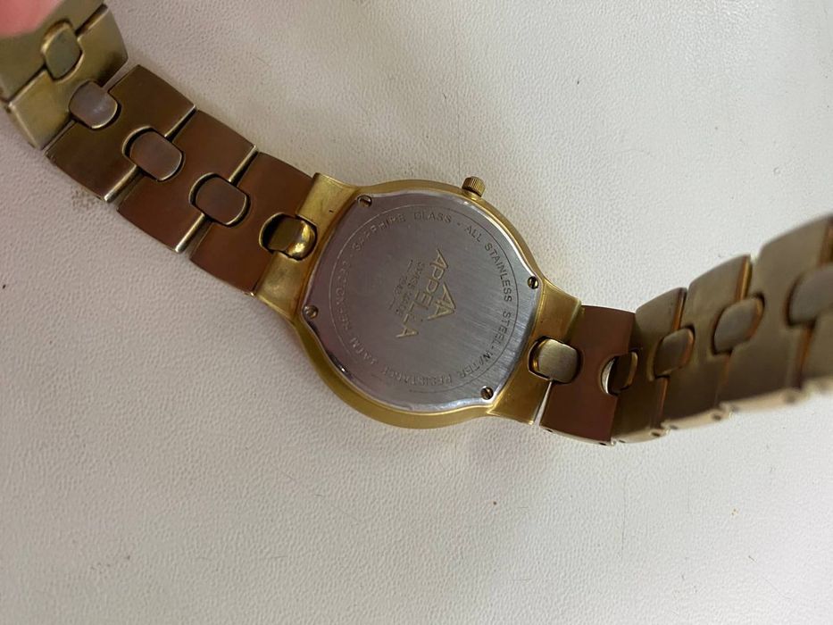 Vintage Appella Geneve 18k Gold Plated Watch Sapphire Swiss 19 часы