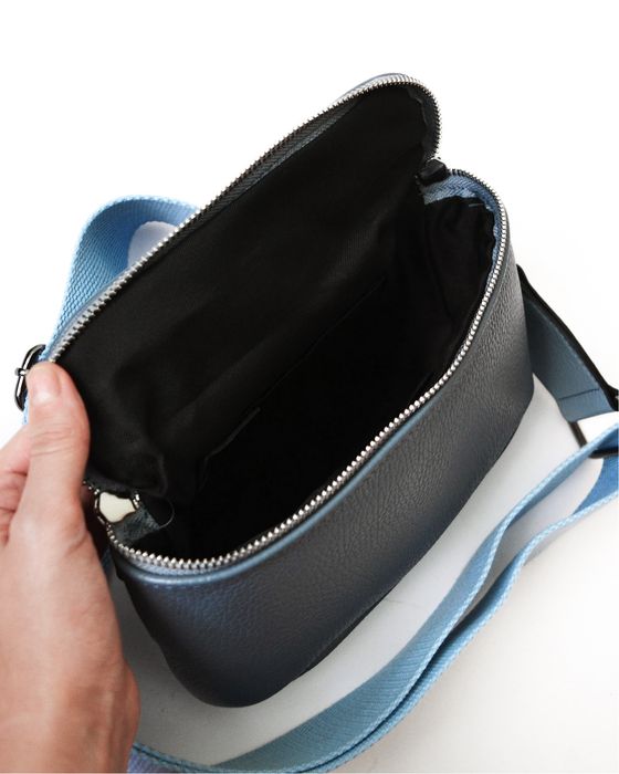 Брендова нова шкіряна сумка через плече бананка GENUINE LEATHER