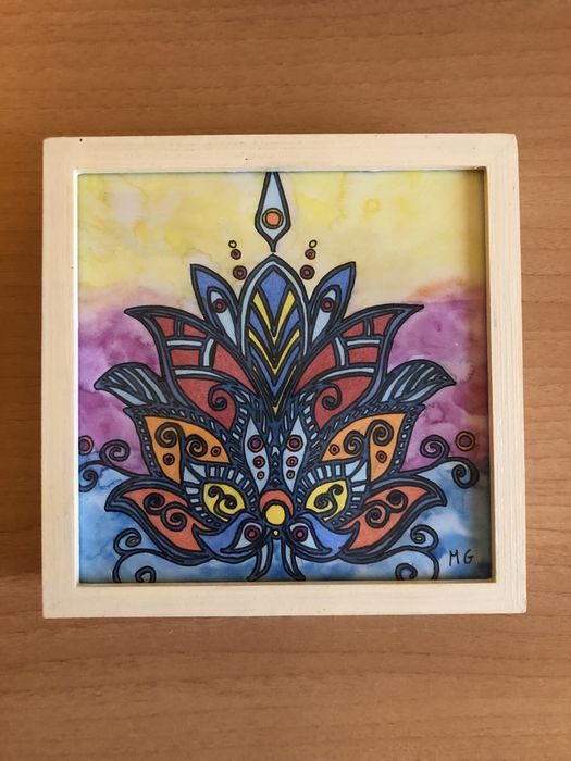 Quadro-mealheiro com 7 pinturas