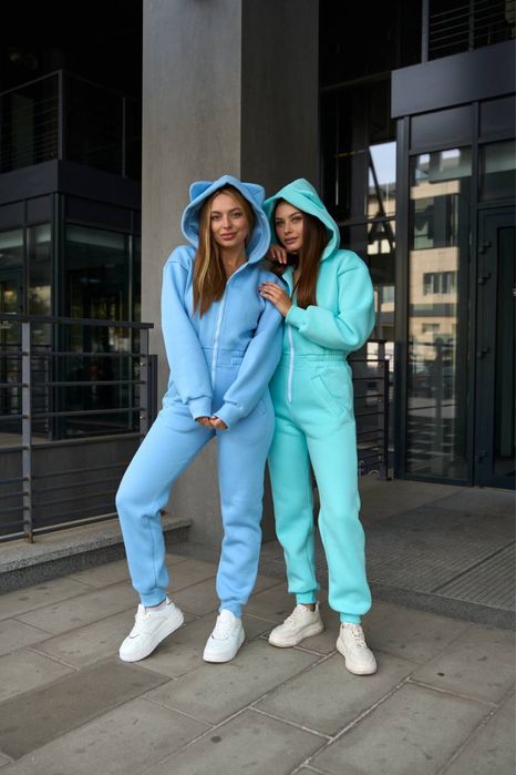 Жіночий зимовий комбінезон на флісі з вушками [XS-L]