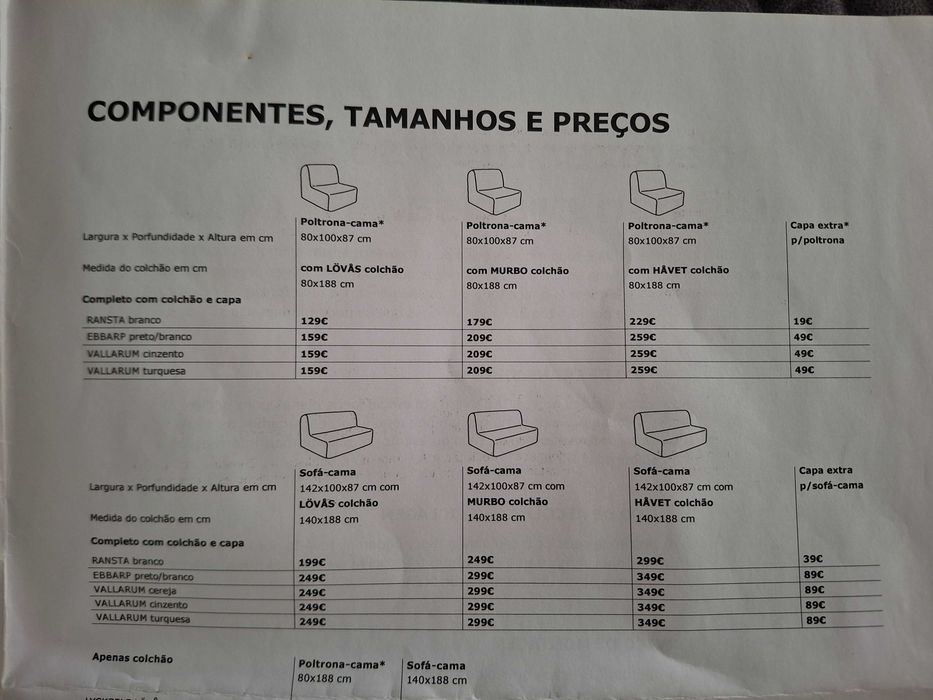 Sofá-cama IKEA LYCKSELE com duas capas cinza e verde