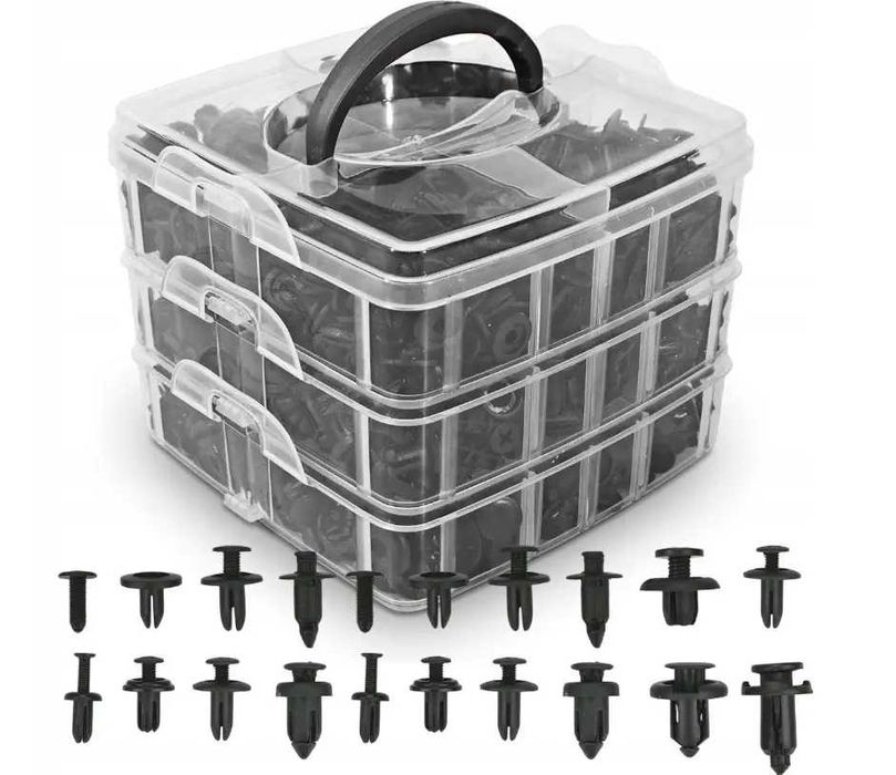 Набор автомобильных крепежей 630шт, пистоны, клипсы и съемник