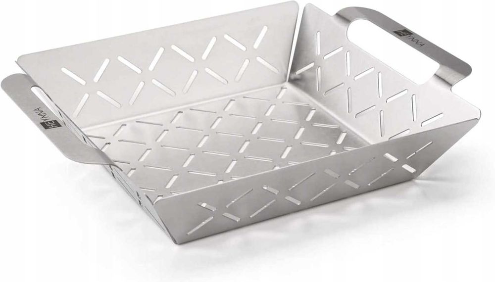 Kosz na grilla grillowanie warzyw mięsa ryb stal nierdzewna 22x22x6cm